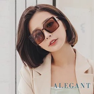 【ALEGANT】韓版微光核桃棕透視感方框墨鏡/UV400太陽眼鏡