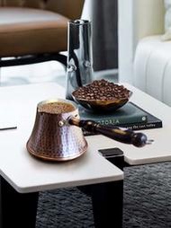 土耳其進口紫銅全手工咖啡壺奢華定制經典錘紋母貝實木柄西式意式