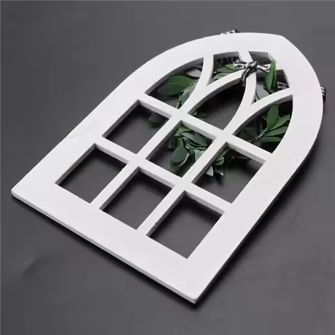ABYN-8Pcs Wooden Farmhouse Window Tiered Tray Decoration Plaid Rustic Farmhouse Decor Cathedral Arch