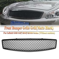 For Infiniti G35 G37 2007-2009 Sedan 4 Door Only Front Grille Matte/Gloss Black Carbon Fiber Look Gr