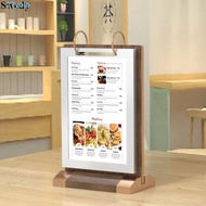 YOLO Menu Card Holder, Wooden Holder Multi page Ads Display Stand, Multipurpose Loose leaf Acrylic A
