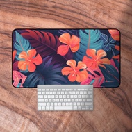 Desk Mat Tropical, Tropical Floral Mouse Pad, Bright Plant Keyboard Mat, Colorful Neoprene Gaming Mat, Giant Desk Mat