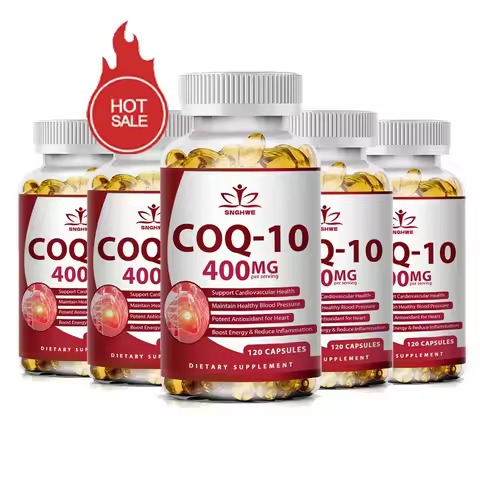 120pcs Organic Q10 Coenzyme 400mg Capsules Cardiovascular and Heart Health Energy Vitamins Beauty an