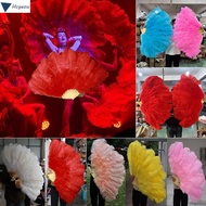 HCYEOU Handheld Fur Fan, 30*52cm 35*60cm Big Red Ostrich Folding Fan,  12 Bones Runway  Props Perfor