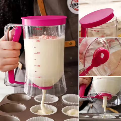 New 900ml Batter Dispensers Flour Paste Dispenser For Pancake Cookie Cupcakes Cake Muffins Measuring