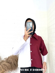 BAJU TUNIK CROP TOP KOMBINASI 2 WARNA M L XL