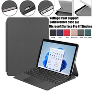 Solid color tablet case For Microsoft Surface Pro 8 Surface Pro 4 5 6 7 Surface go go2 go3 Surface Pro X cover leather case for Surface Pro 8 casing 13.0 inches Ultra thin double fold voltage pattern Stand Flip Case