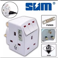3 way 3 Pin Adapter with Neon Switch & Surge Protector_SUM 133N