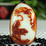 Xinjiang Agate Red Qinhuxiao Mountain River Agate Stone Handle Piece High-End Carving Zodiac Agate H