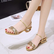 Sandals Women's Slippers 2026 Summer Rhinestone Sequins One-word Strap Outer Wear Fashion One-shoe T