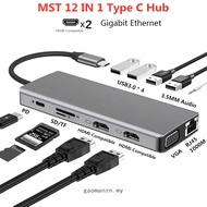Mst Dock Station Dual Hdmi-patible 4K Dual Monitor Usb C Adapter Usb 3.0 Vga Rj45 Pd For  Pro Type C Docking
