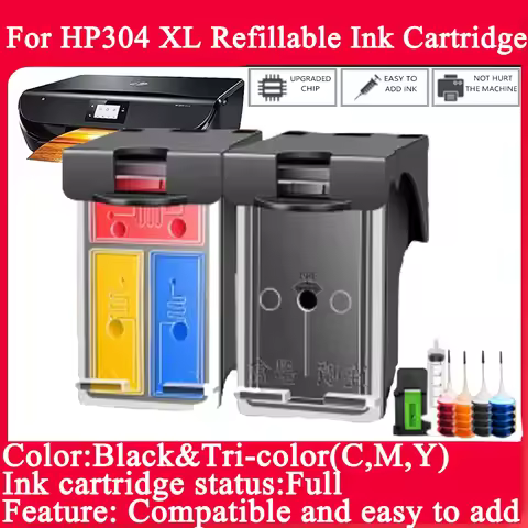 304 for HP304XL Refillable Ink Cartridge Full for HP Envy 5010 5020 5030 5032 5034 5052 5055 Deskjet