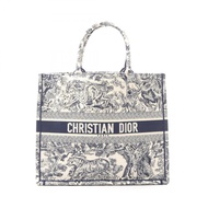 【二手】Dior Book Tote 大號海軍藍帆布手提包（女士）- 二手