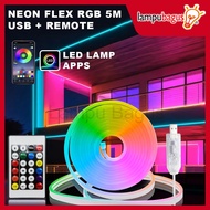 Lampu Neon Flex LED RGB 5 Meter / Neon Flex LED USB REMOTE RGB