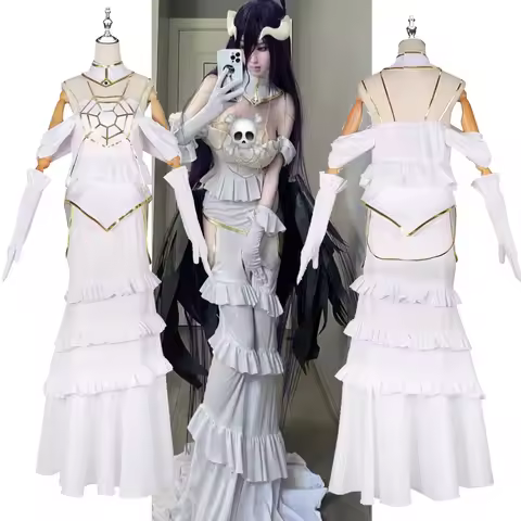 Anime Albedo Overlordd Cosplay Costume Albedo Lolita Dress Wig Outfit Halloween Party Stage Disguise