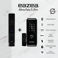 [Door + Gate] EAZEA C600 Digital Door Lock + EAZEA C300-G Digital Gate Lock | 6 IN 1 | PIN Code, RFID Access, Fingerprint, Key, Smartphone App, Wi-Fi | 2 Years Onsite Warranty | HDB Gate | Smart Lock