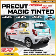 🪞 PRECUT Magic Tinted For Perodua Axia 14-22 Removeable Reusable Car Window Solar Film Tinted Kereta