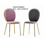 DINING CHAIR - NORDIC VELVET DINING ROOM FURNITURE FABRIC VELVET WITH GOLD METAL IRON LEG