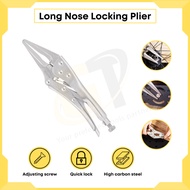 DL20015B 9" Deli Long Nose Locking Plier Tang Kunci Hidung Panjang Playar muncung tirus