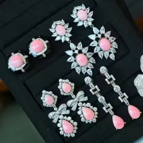 ZOCA Natural Shell Queen Conch Retro Ear Clasp s925 Sterling SilverSenior Sense Sweet Pink Earrings 