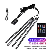 Lampu LED untuk Mobil Motor Suasana Lampu Kaki Aplikasi RGB Remote Control Fleksibel Tahan Air Suara
