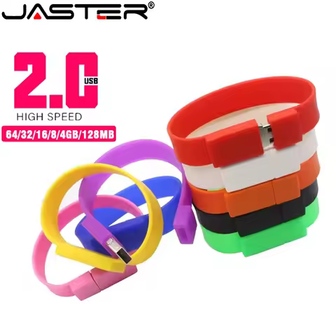 JASTER Silicone Bracelet 2.0 Flash Drive 64GB U Disk 32GB Black USB 16GB Color Pendrive 8GB Children