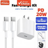 PD 20W USB-C Fast Charger Smart Power Adapter With TYPE-C Cable Cord For iPH Phone 15 16 17 Samsung
