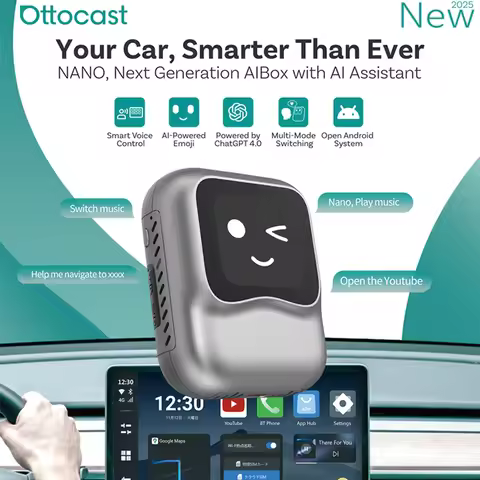 OTTOCAST Nano Carplay AI BOX Voice Control Wirelss Android Auto QCM6225 8G 128G Android 13 TV Box fo