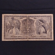 Uang Kuno 25 Gulden Wayang ttd Praasterink - Batavia 1935 - DO 03950
