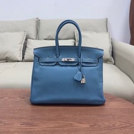 二手 95%🆕Hermès 愛馬仕Birkin35 牛仔藍銀扣 togo皮