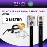 2 Meter Quality 4P4C Telephone Cable - Spring Cord ( BEIGE / BLACK)