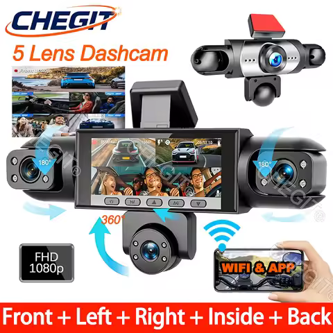 New 5Channel 360 Degree Car Dvr 1080P Video Recorder WiFi APP Dashcam 24h Parking Monitor Rear View