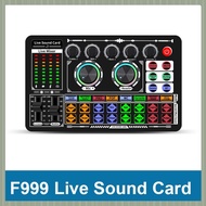 (QJWR) F999 Sound Card Audio Mixer Live Sound Card Voice Changer Mixing Console Amplifier Sound Card