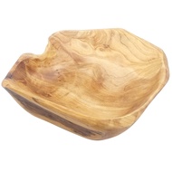 (QJEV) Wooden Fruit Salad Serving Bowl Hand-Carved Root Bowls Living Room Real Wood Candy Bowl