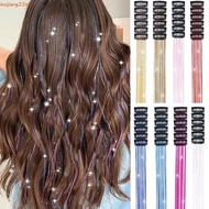 HUIJIANG 6 Pieces of Hair Accessories, Glitter Braiding Tools, Hair Extensions, Long Clip in Glitter
