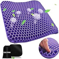 Gel Seat Cushion, Purple Gel Seat Cushion for Long Sitting, Chair Pads with Large Size Double Thick Breathable Honeycomb Design, Pressure Relief, Wheelchair Car Seat Cushion for Relieves Fatigue