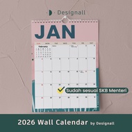 Designall Wall Calendar Aesthetic Desk Calendar 2026 A3+ Spiral DG