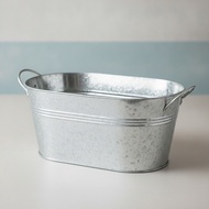 Galvanized Ice Tub Rust-Resistant Metal Ice Tub Oval Drink Tub Sturdy Cooler Long Lasting for Partie
