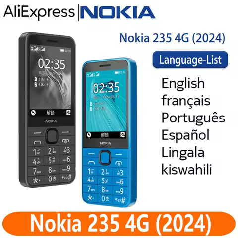 2024 New and Original Nokia 235 4G Feature Phone Dual SIM 2MP Camera 1450mAh Bettery Bluetooth 5.0 F