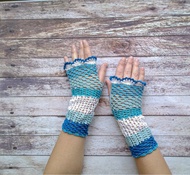 Cottagecore 棉質無指鉤針蕾絲手套，鉤針手套維多利亞