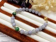 14K純金冰種紫蘿蘭翡翠A貨緬甸玉珠鍊手鍊 I 送禮