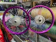 ชุดล้อSUZUKI RC80-100-110 ดุมเดิมสีบร์อน ใส่รถRC80 RC100 หม่ำ คิสตัล สวิง สปิ้นเตอร์ โรลเยล วงล้ออลู