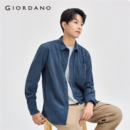 GIORDANO Men Corduroy shirt new vintage brand woven label pocket corduroy shirt long sleeve 01044865
