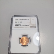 1986 Malaysia 1sen NGC MS64RD