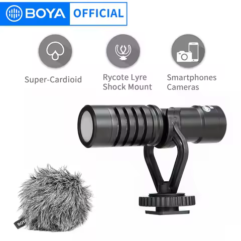 Portable Mic BOYA BY-MM1-B Universal Cardioid Microphone for Smartphones DSLR Cameras Consumer Camco