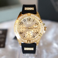 GUESS U1160L1 (40mm) Ladies Gold Tone Case Black Silicone Watch