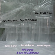 Gelas Plastik Cup 14 OZ 16 OZ 22 OZ Oval