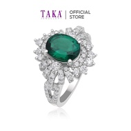 TAKA Jewellery Lab Grown Emerald and Diamond Ring 10K