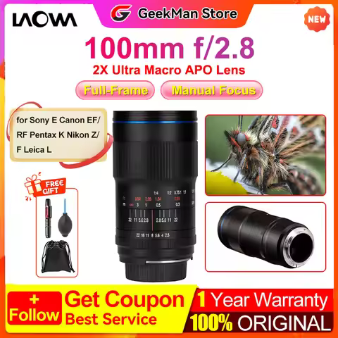 Laowa 100mm f/2.8 2X Ultra Macro APO Lens for Sony E for Canon EF RF Pentax K Nikon F Camera Lens pk