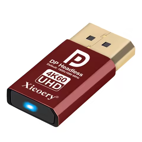 4K60Hz DisplayPort Dummy Plug EDID Emulator –DP Headless Ghost Adapter for 1080P/60-120hz, Ultrawide